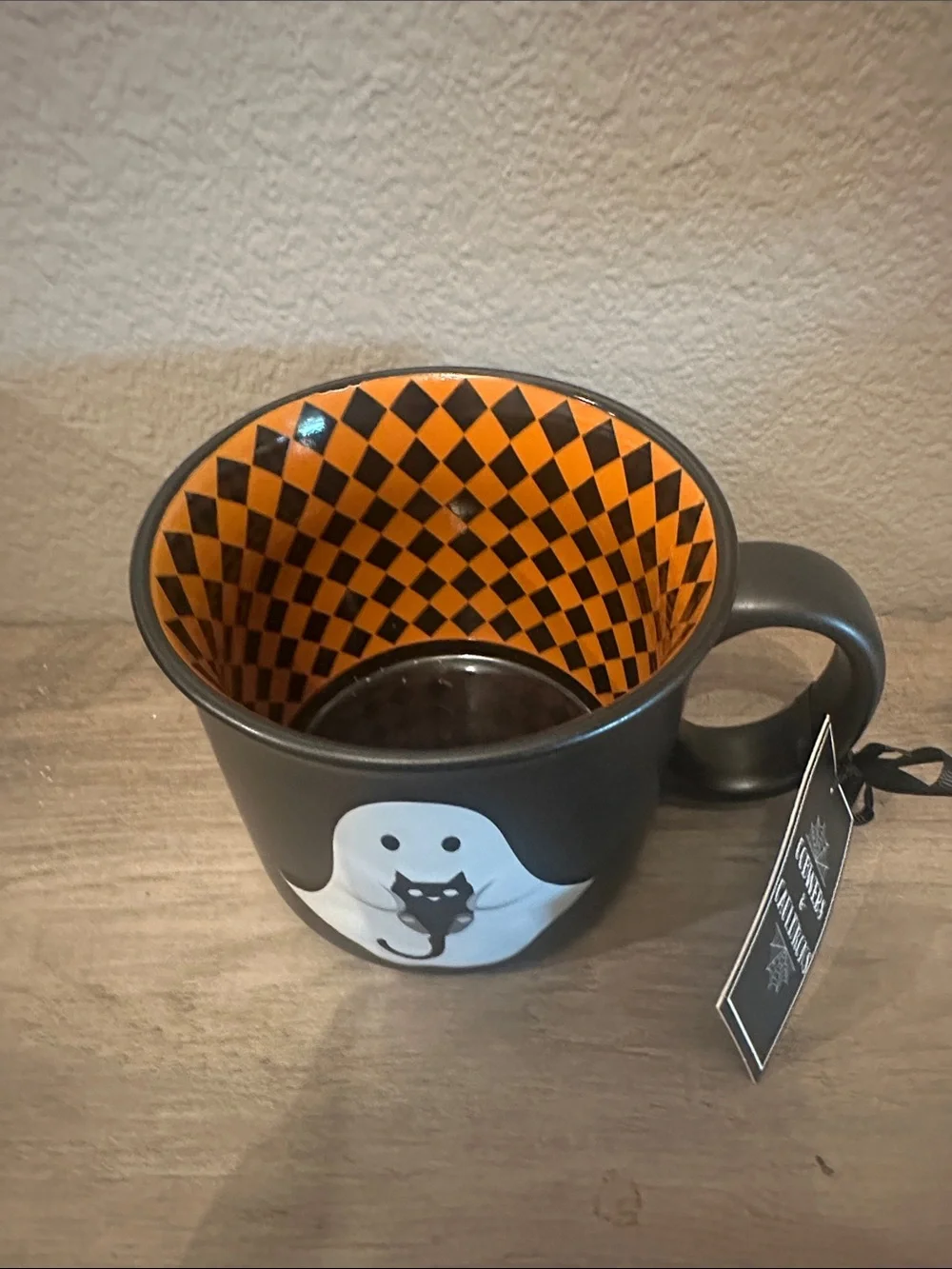 Cobwebs & Cauldrons Ghost & Black Cat Mug